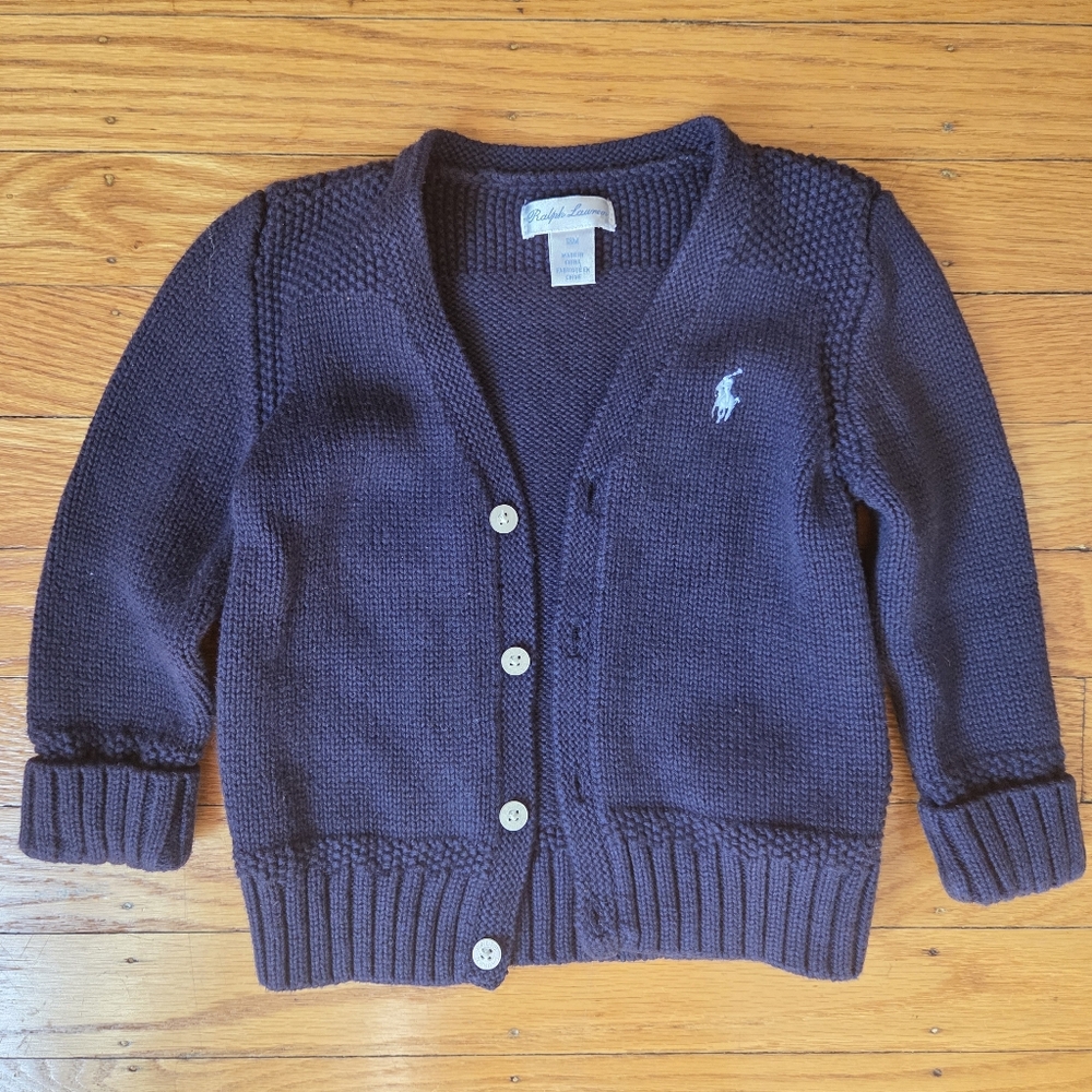 Ralph Lauren Navy Cotton V-Neck Cardigan 18M Baby Boy